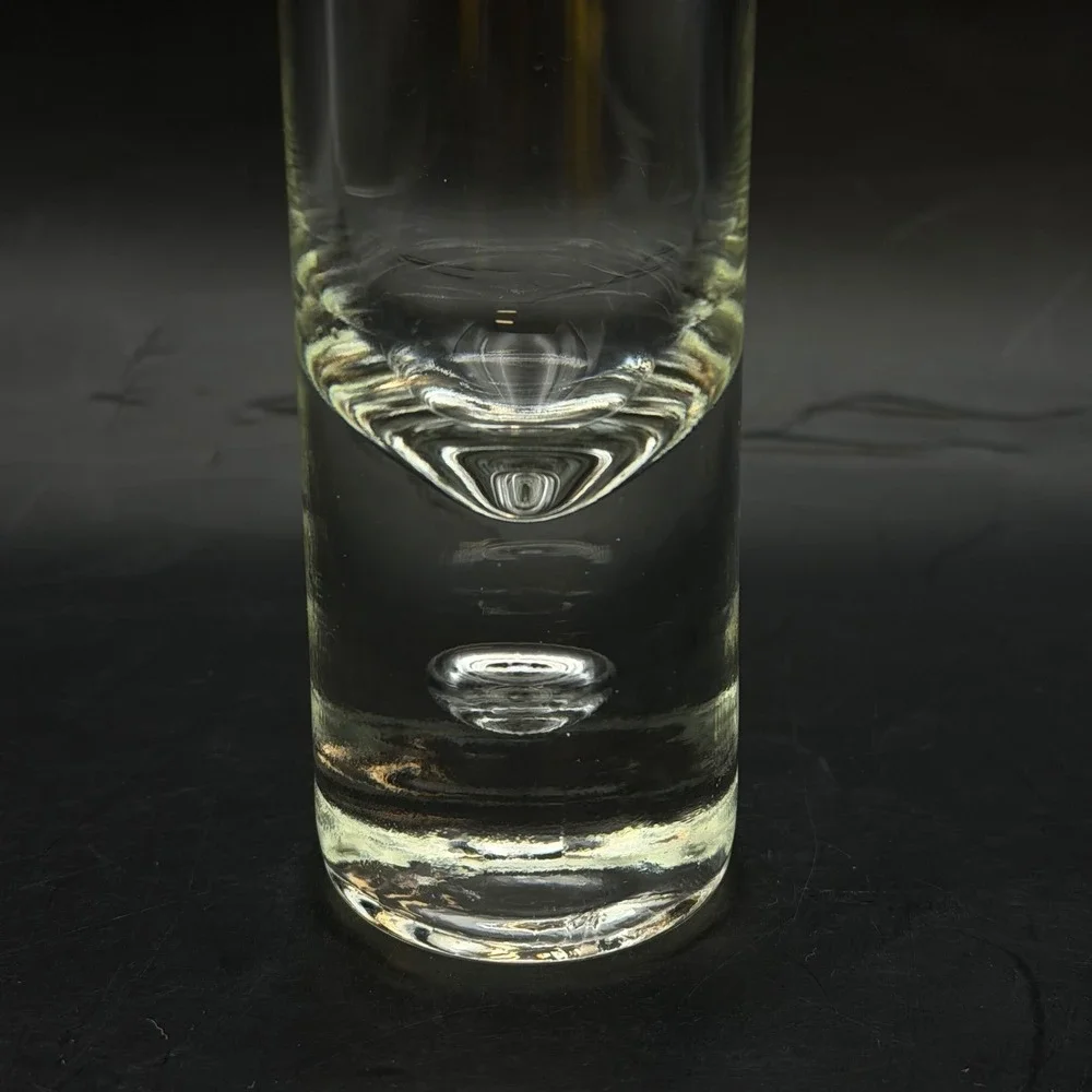 Hand Blown Clear Glass Bud Vase Flared‎ Rim Weighted Controlled Bubble Base 8.5